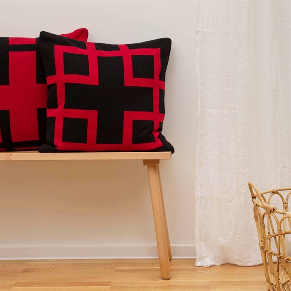 Cushion cover Knitted 50x50 Square Black Red